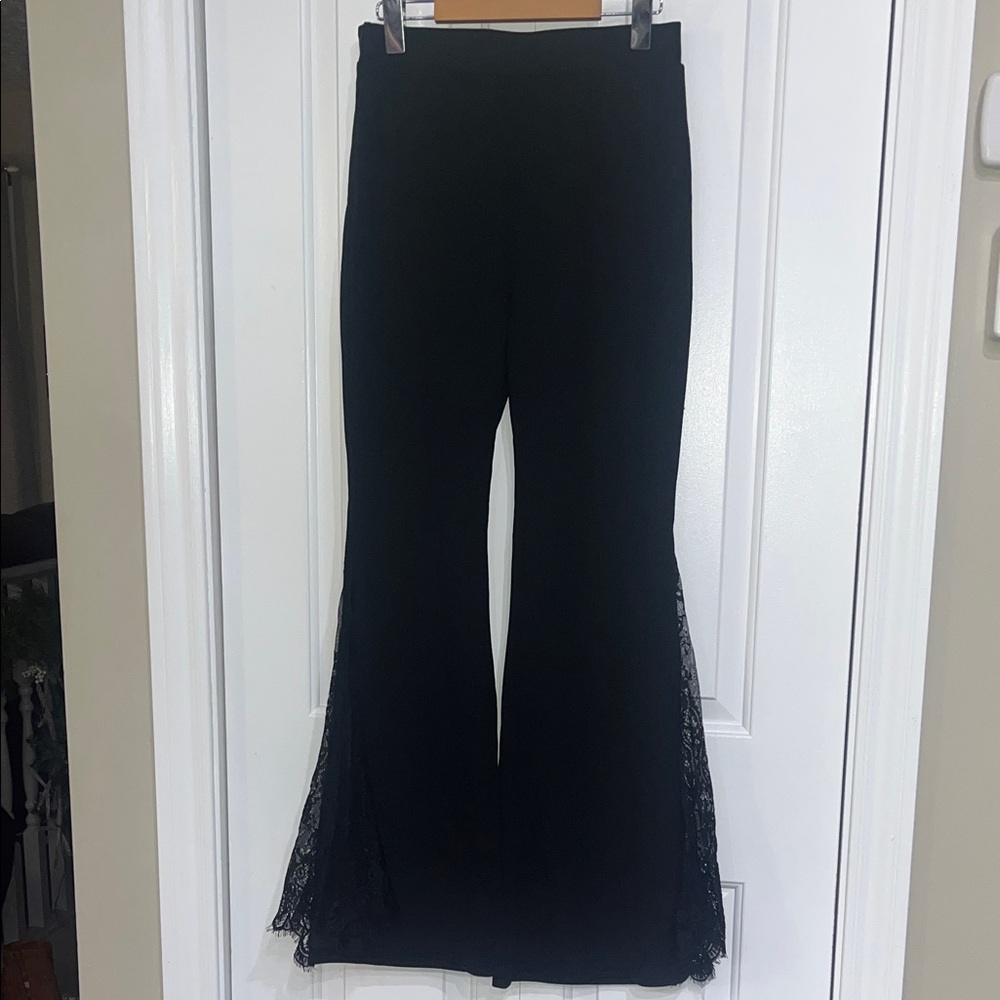SHEIN Black Lace Flare Pants